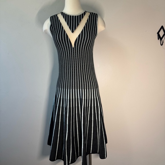 Vicedomini Italy Black and White Striped Dress Large - Picture 2 of 13